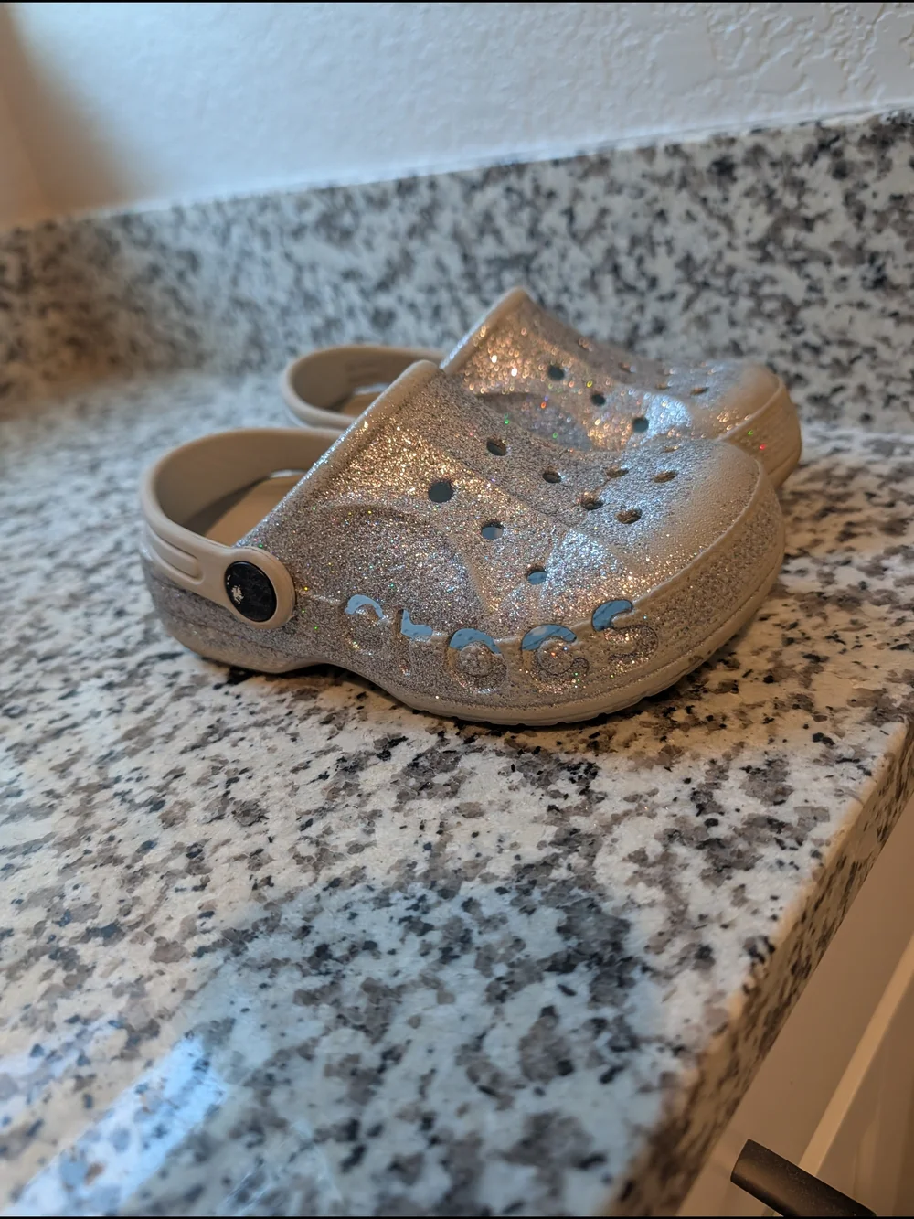 Crocs Kids Classic Glitter Clog - Silver